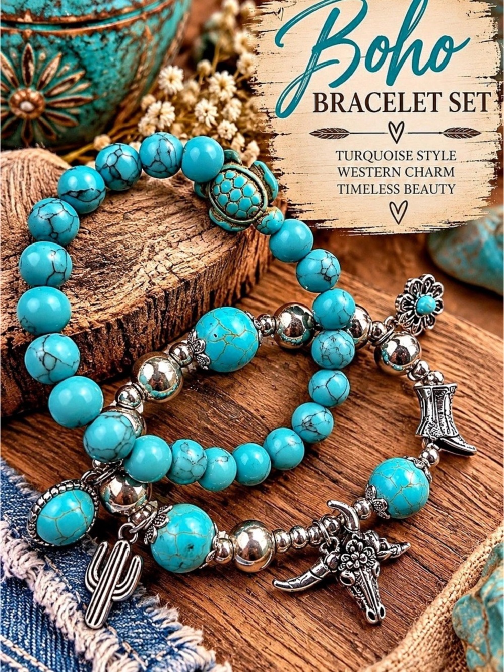 Boho Turquoise Bracelet Bundle